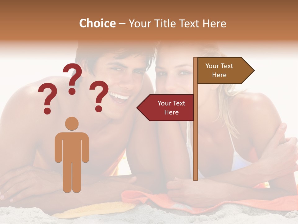 A Man And A Woman Laying On The Beach PowerPoint Template