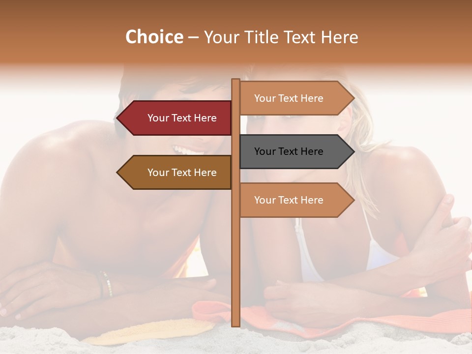 A Man And A Woman Laying On The Beach PowerPoint Template