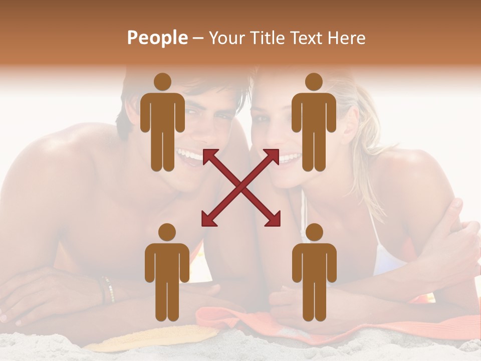 A Man And A Woman Laying On The Beach PowerPoint Template