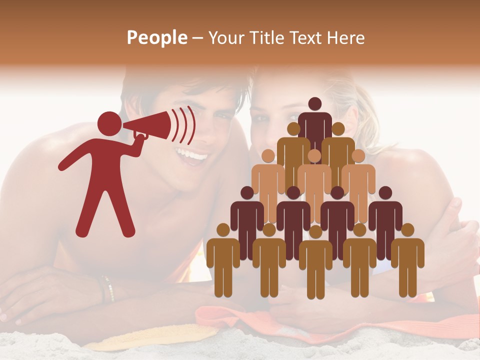 A Man And A Woman Laying On The Beach PowerPoint Template