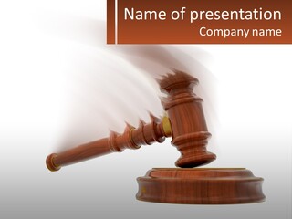 A Wooden Judge's Hammer On Top Of A Wooden Table PowerPoint Template