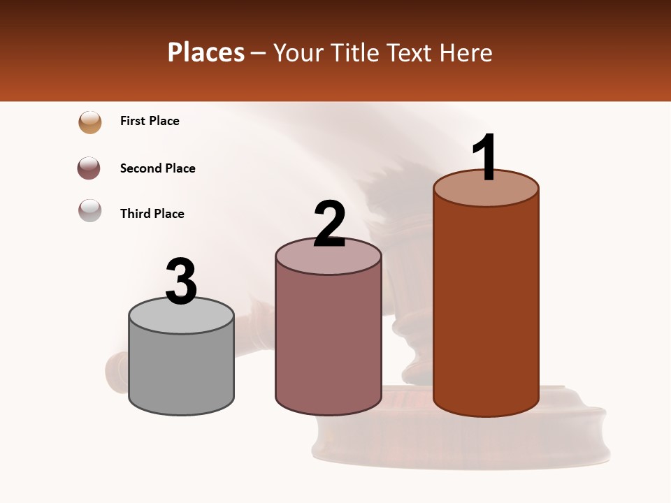 A Wooden Judge's Hammer On Top Of A Wooden Table PowerPoint Template