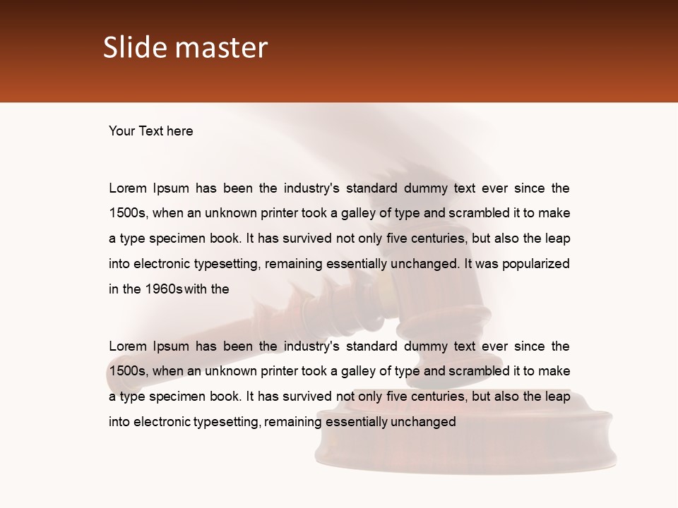 A Wooden Judge's Hammer On Top Of A Wooden Table PowerPoint Template