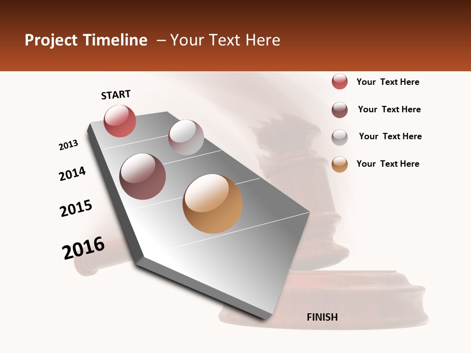 A Wooden Judge's Hammer On Top Of A Wooden Table PowerPoint Template