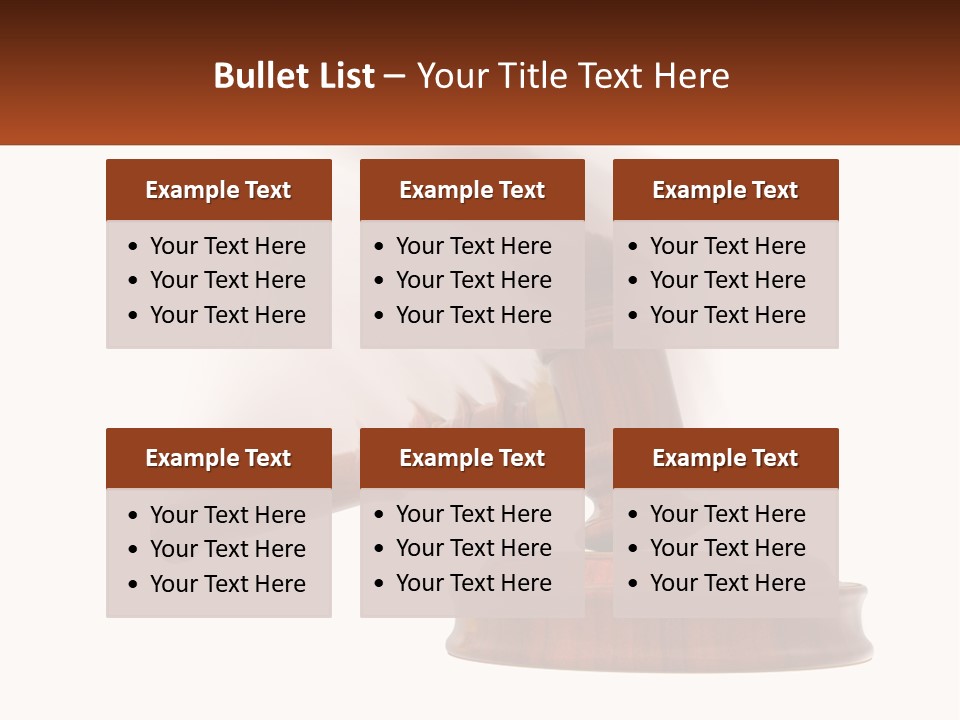 A Wooden Judge's Hammer On Top Of A Wooden Table PowerPoint Template