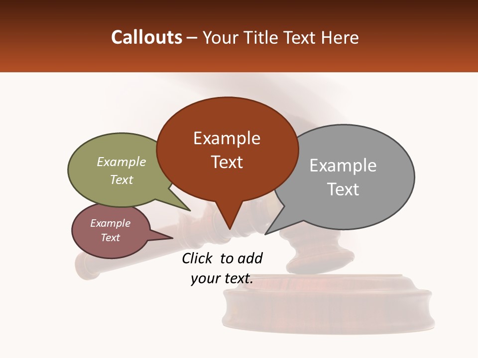 A Wooden Judge's Hammer On Top Of A Wooden Table PowerPoint Template