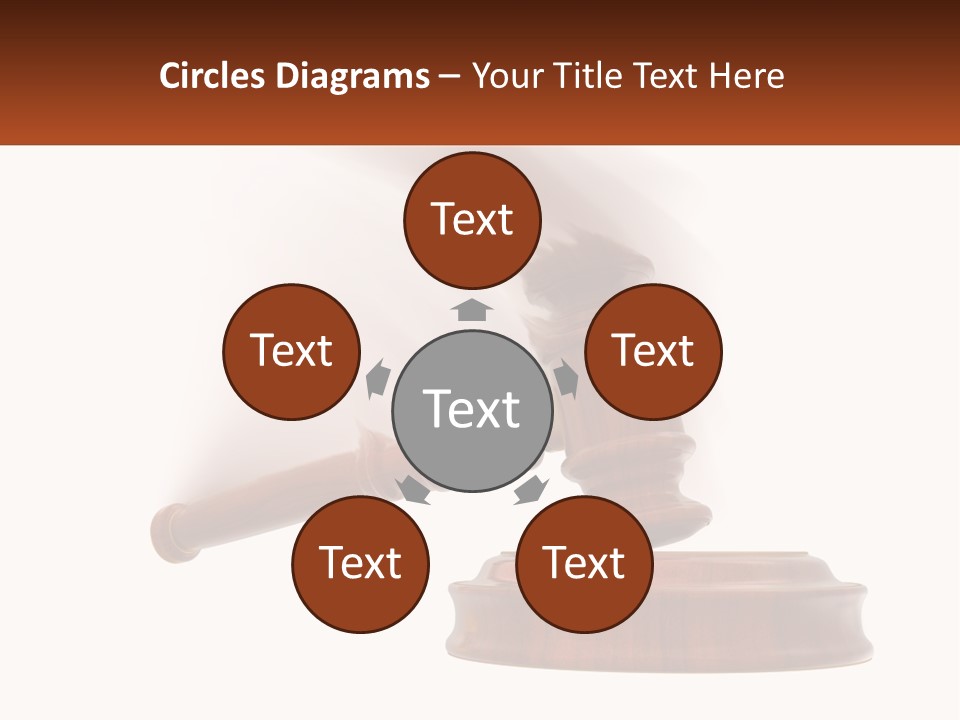 A Wooden Judge's Hammer On Top Of A Wooden Table PowerPoint Template