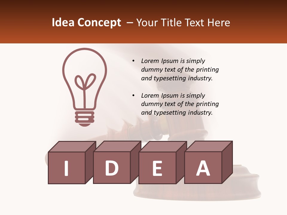 A Wooden Judge's Hammer On Top Of A Wooden Table PowerPoint Template