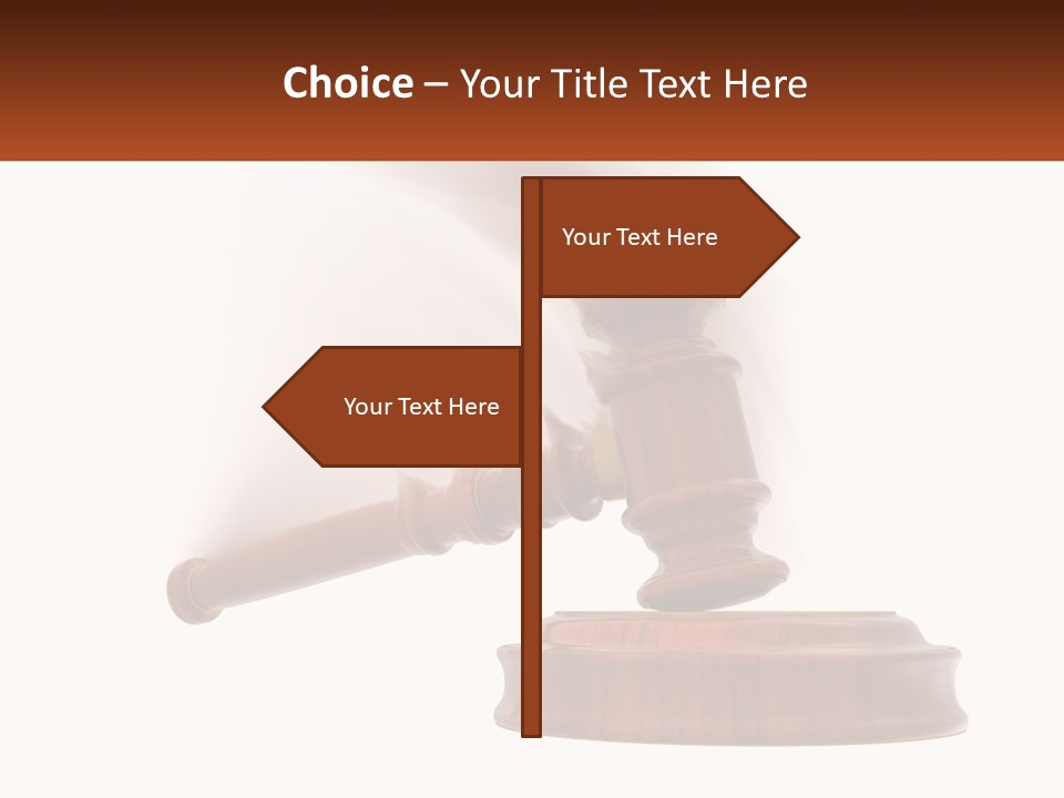 A Wooden Judge's Hammer On Top Of A Wooden Table PowerPoint Template