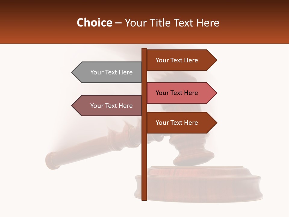 A Wooden Judge's Hammer On Top Of A Wooden Table PowerPoint Template