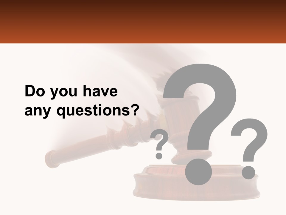 A Wooden Judge's Hammer On Top Of A Wooden Table PowerPoint Template