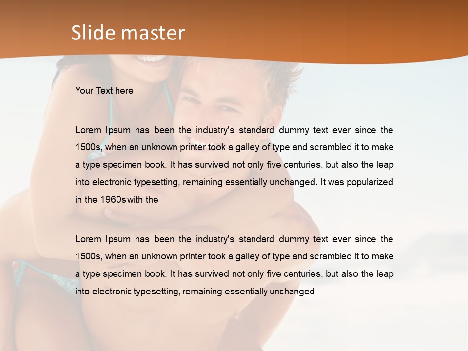 A Man Holding A Woman In His Arms On The Beach PowerPoint Template