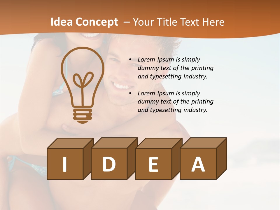 A Man Holding A Woman In His Arms On The Beach PowerPoint Template