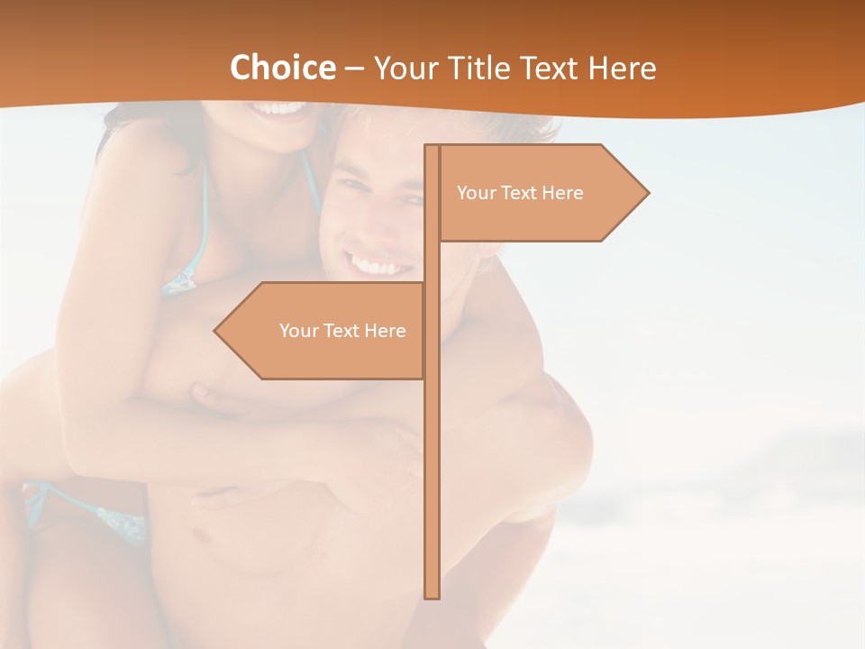 A Man Holding A Woman In His Arms On The Beach PowerPoint Template