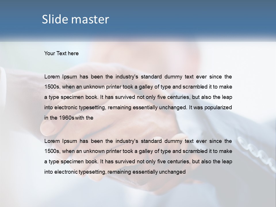 Two People Shaking Hands Over A Piece Of Paper PowerPoint Template