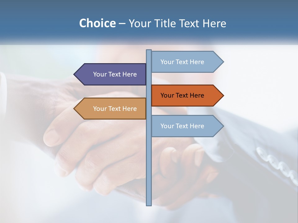 Two People Shaking Hands Over A Piece Of Paper PowerPoint Template