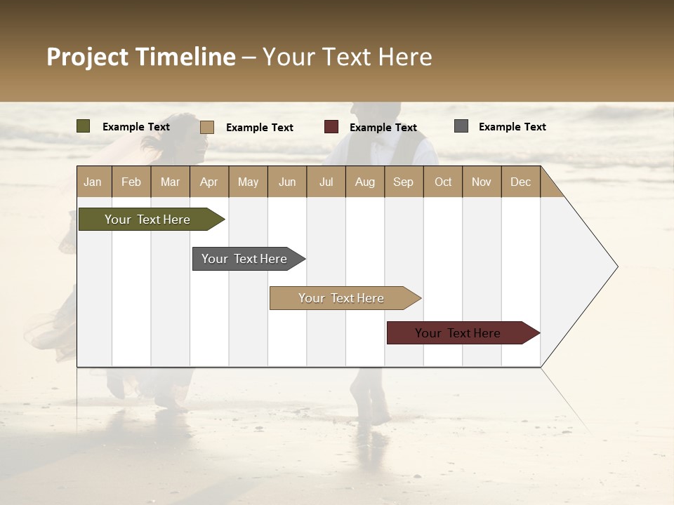 A Bride And Groom Walking On The Beach Holding Hands PowerPoint Template