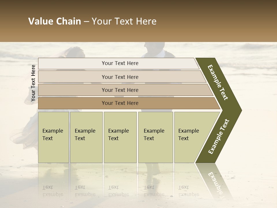 A Bride And Groom Walking On The Beach Holding Hands PowerPoint Template