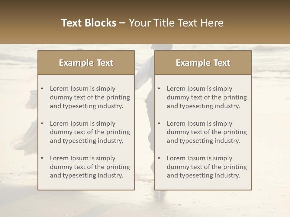 A Bride And Groom Walking On The Beach Holding Hands PowerPoint Template