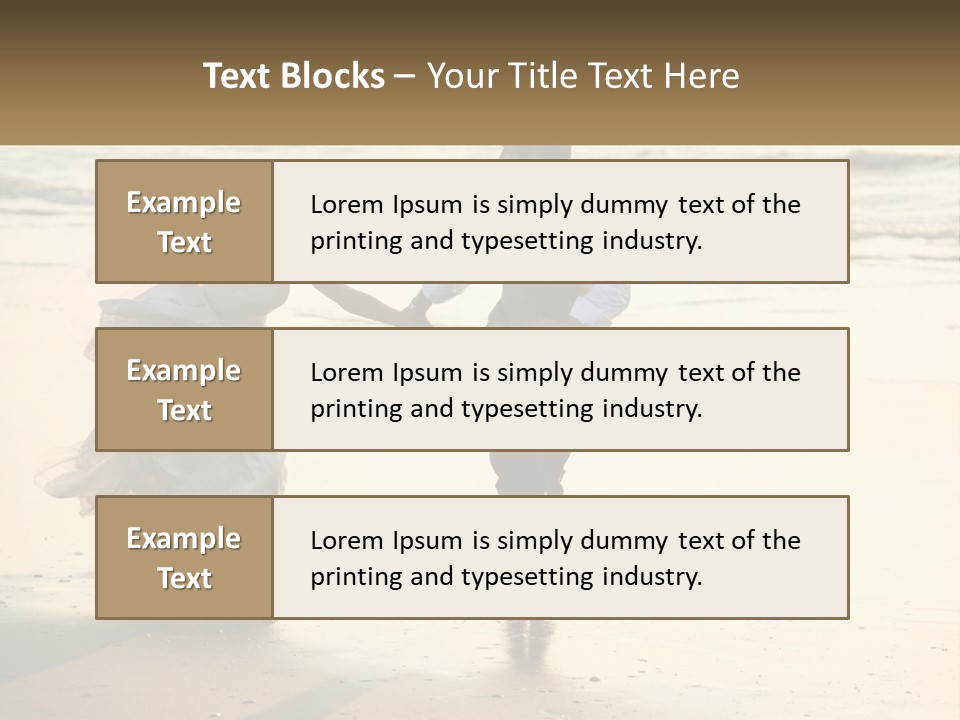 A Bride And Groom Walking On The Beach Holding Hands PowerPoint Template