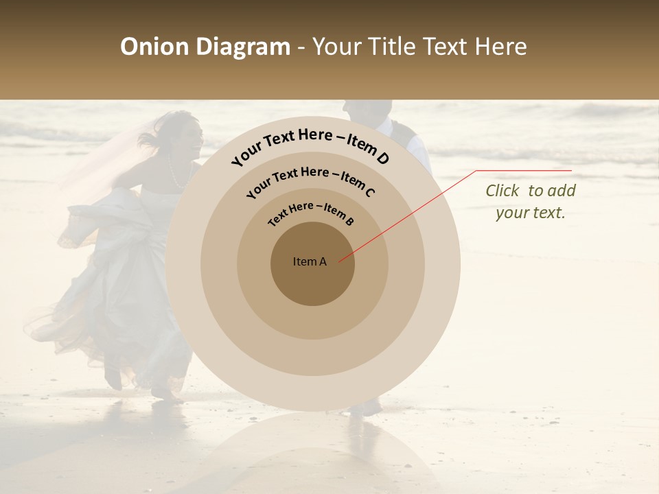 A Bride And Groom Walking On The Beach Holding Hands PowerPoint Template