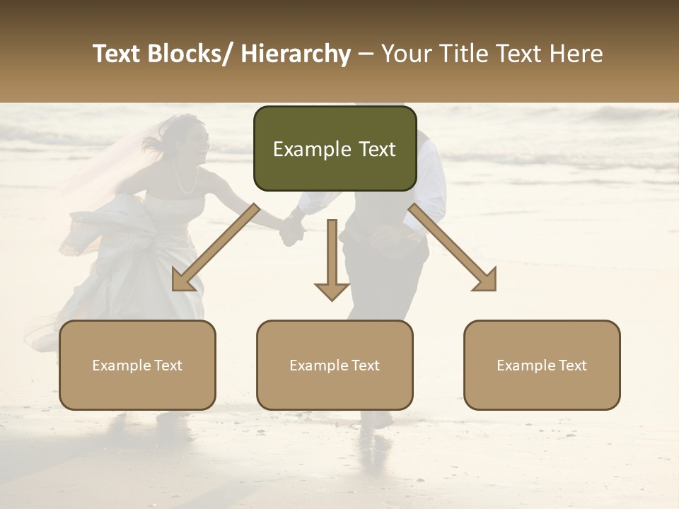 A Bride And Groom Walking On The Beach Holding Hands PowerPoint Template