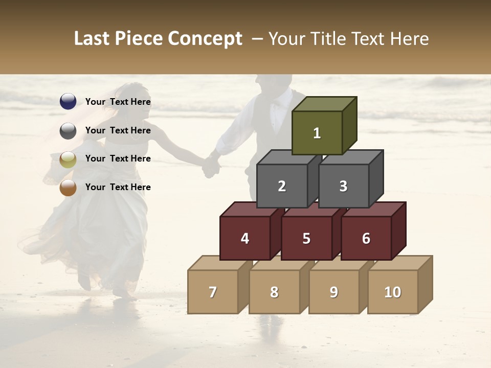 A Bride And Groom Walking On The Beach Holding Hands PowerPoint Template