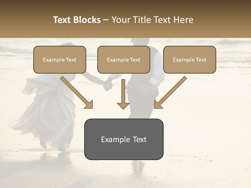 A Bride And Groom Walking On The Beach Holding Hands PowerPoint Template