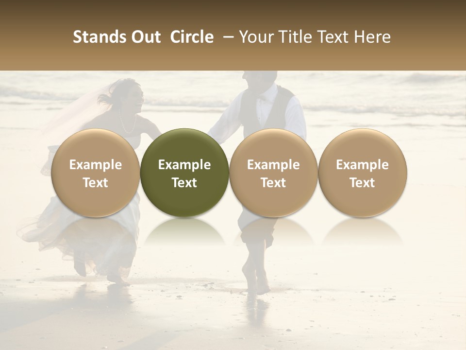 A Bride And Groom Walking On The Beach Holding Hands PowerPoint Template