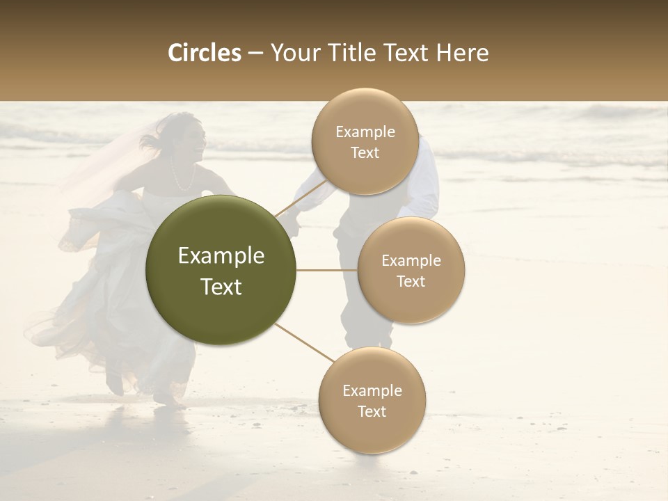 A Bride And Groom Walking On The Beach Holding Hands PowerPoint Template