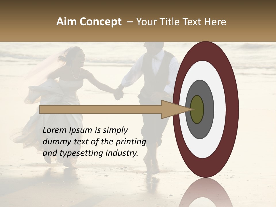 A Bride And Groom Walking On The Beach Holding Hands PowerPoint Template