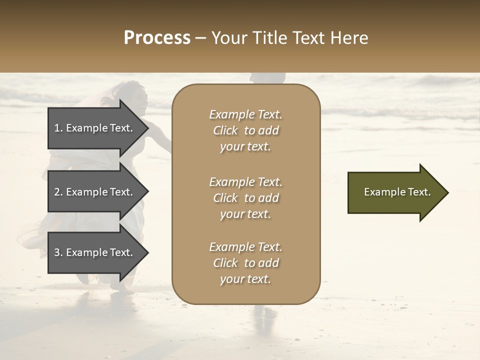 A Bride And Groom Walking On The Beach Holding Hands PowerPoint Template