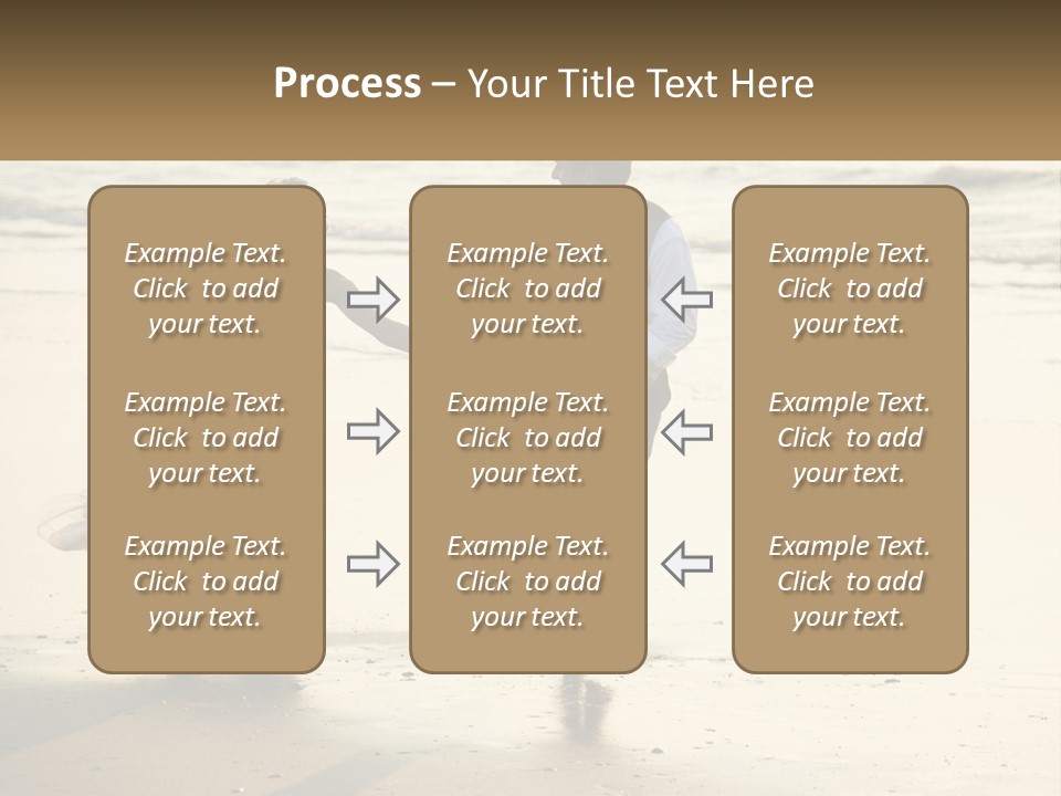 A Bride And Groom Walking On The Beach Holding Hands PowerPoint Template