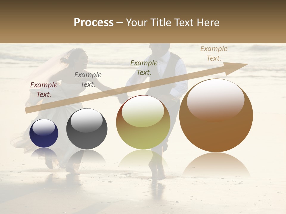 A Bride And Groom Walking On The Beach Holding Hands PowerPoint Template