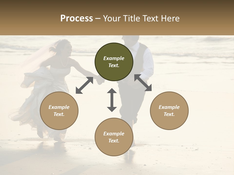 A Bride And Groom Walking On The Beach Holding Hands PowerPoint Template