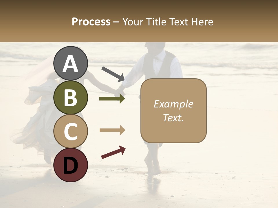 A Bride And Groom Walking On The Beach Holding Hands PowerPoint Template