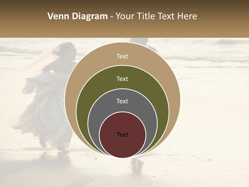 A Bride And Groom Walking On The Beach Holding Hands PowerPoint Template