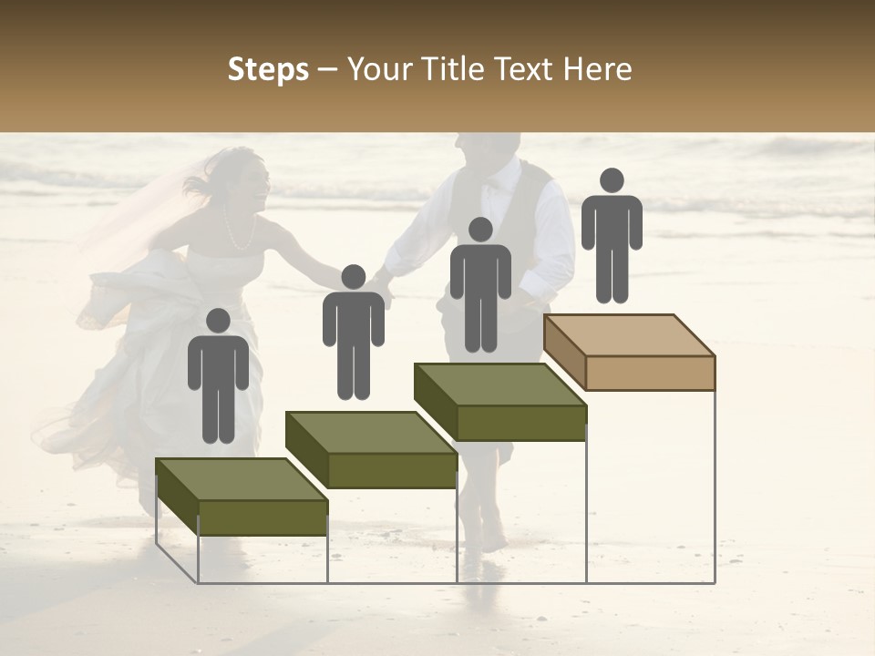 A Bride And Groom Walking On The Beach Holding Hands PowerPoint Template