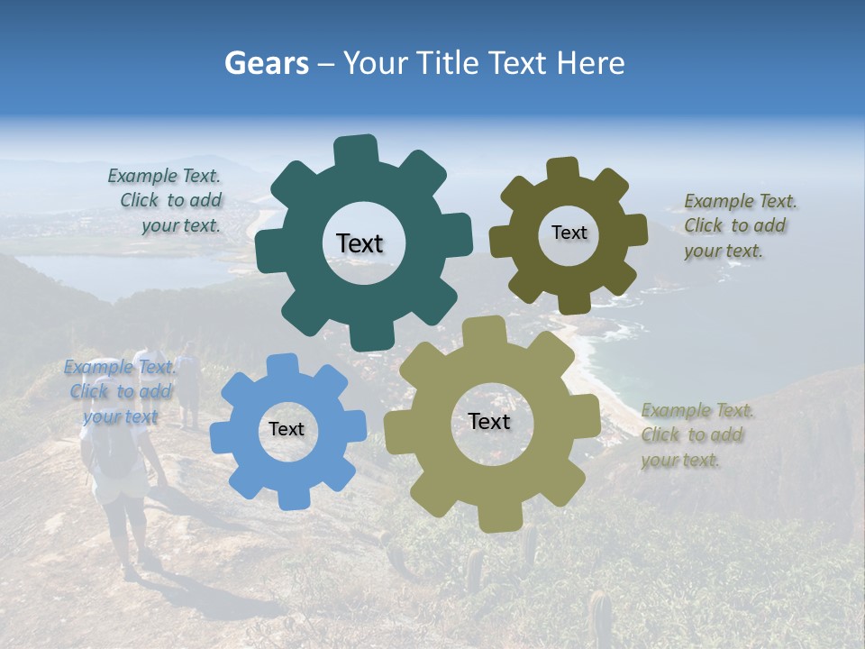 A Group Of People Standing On Top Of A Mountain PowerPoint Template