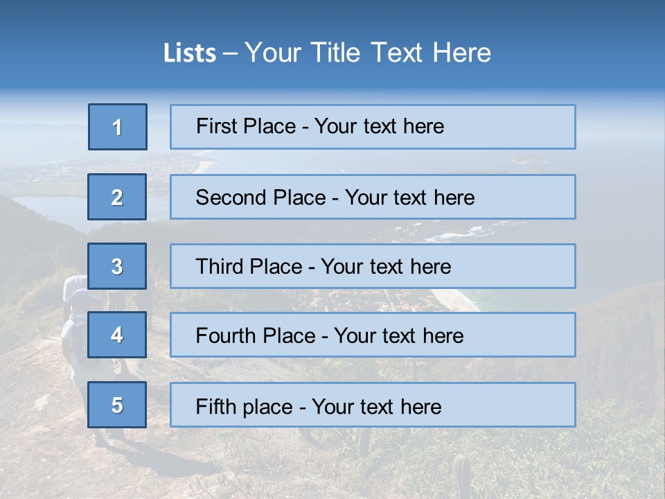 A Group Of People Standing On Top Of A Mountain PowerPoint Template