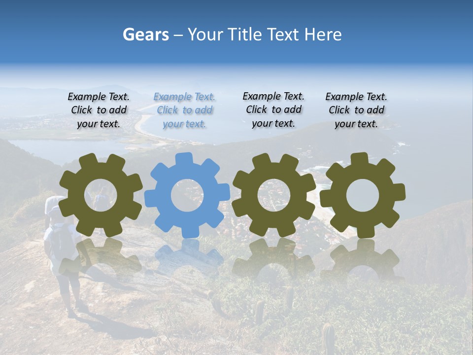 A Group Of People Standing On Top Of A Mountain PowerPoint Template