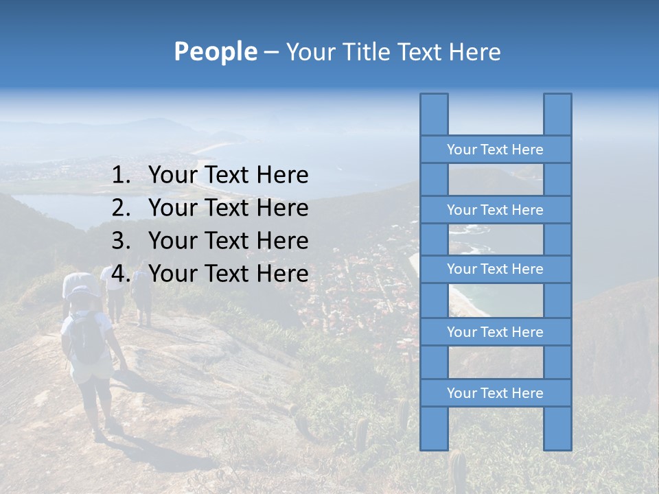 A Group Of People Standing On Top Of A Mountain PowerPoint Template