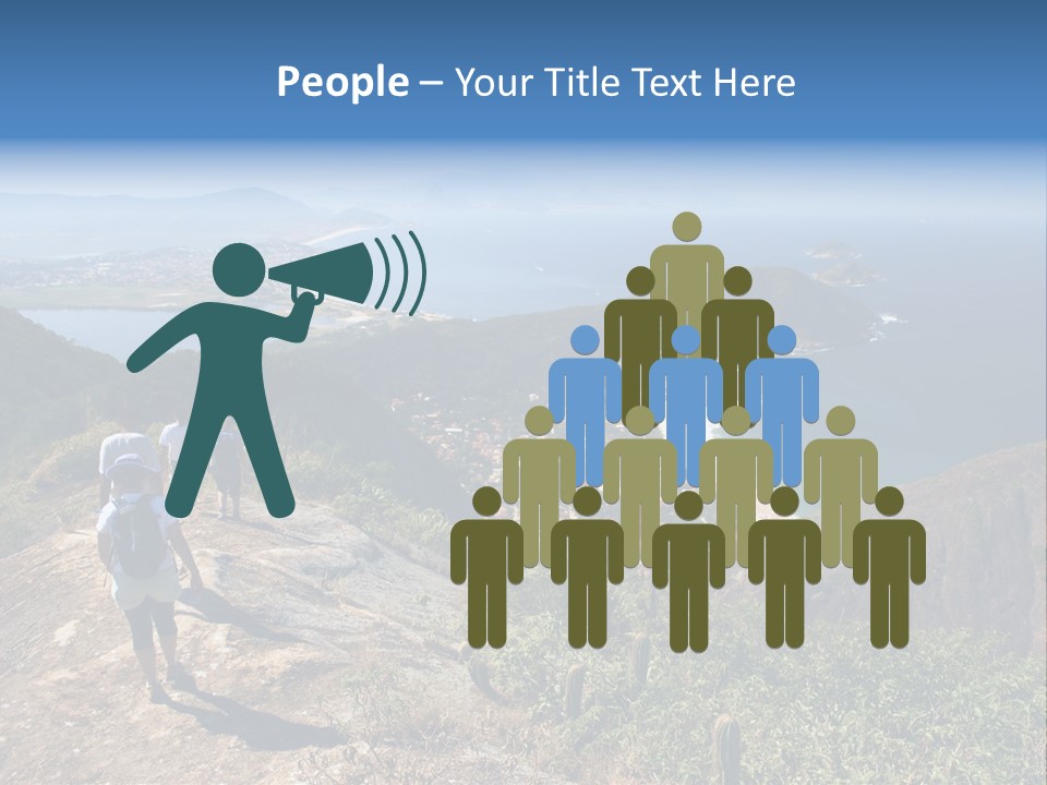 A Group Of People Standing On Top Of A Mountain PowerPoint Template