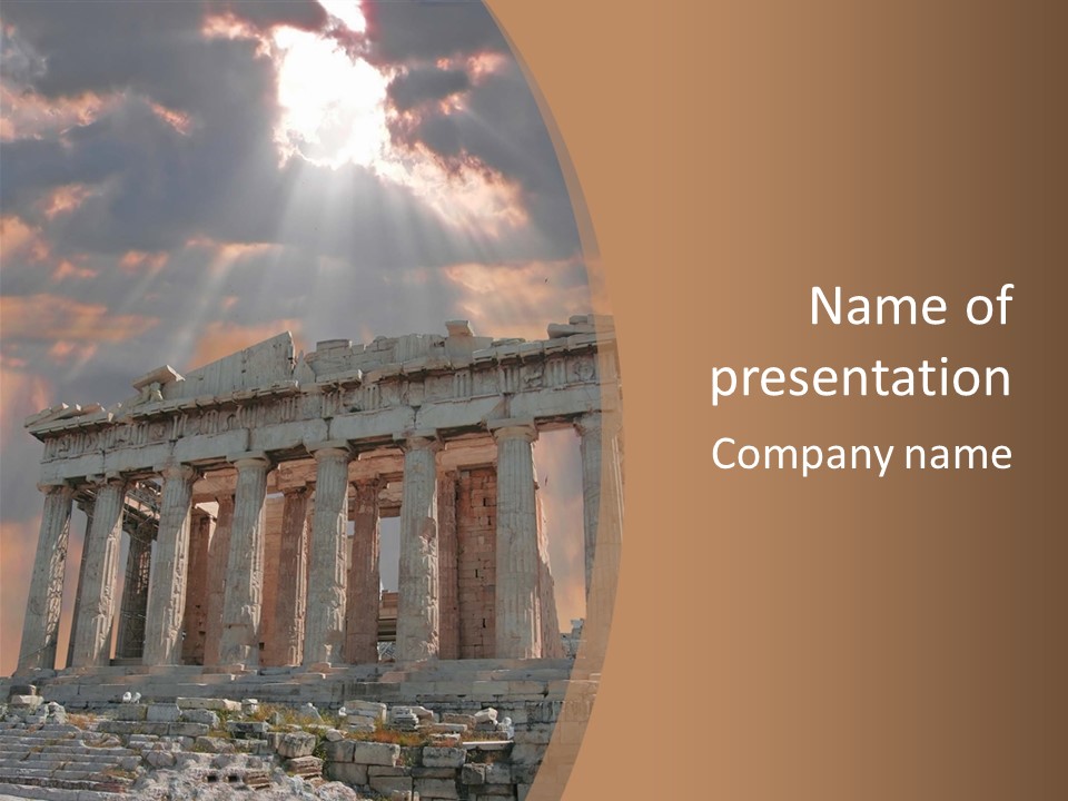 Greece Temple Cloud PowerPoint Template