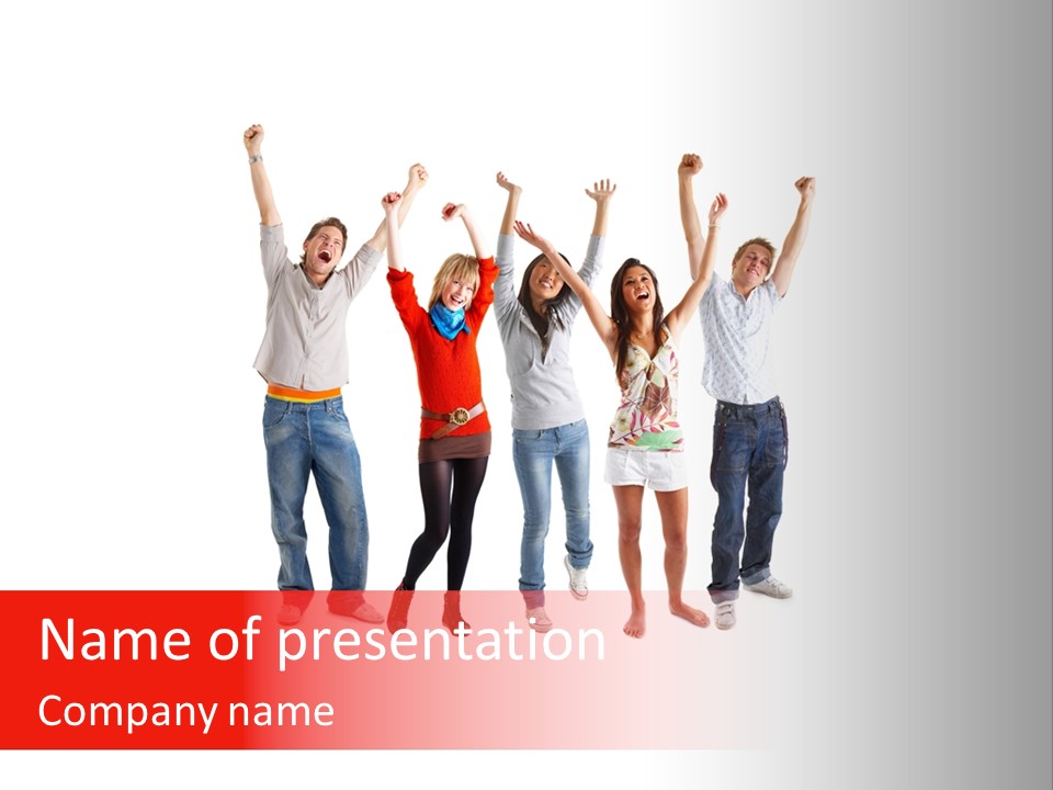 A Group Of People Jumping Up In The Air PowerPoint Template