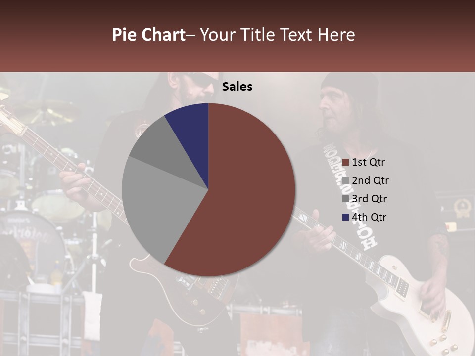 Two Men Are Playing Guitars On Stage PowerPoint Template