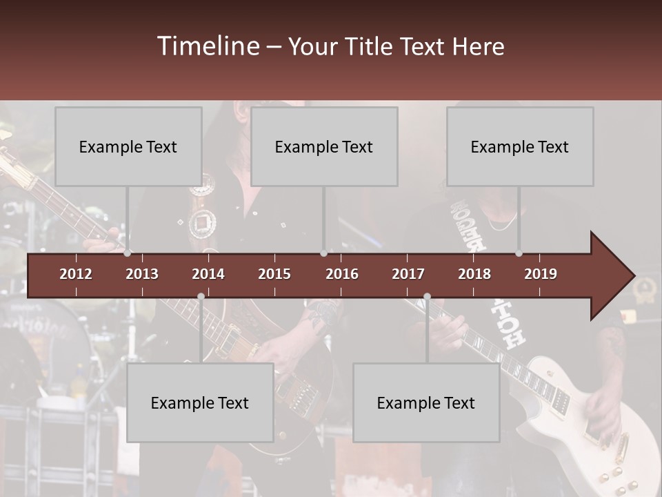 Two Men Are Playing Guitars On Stage PowerPoint Template