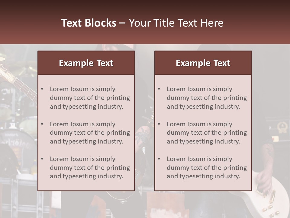 Two Men Are Playing Guitars On Stage PowerPoint Template