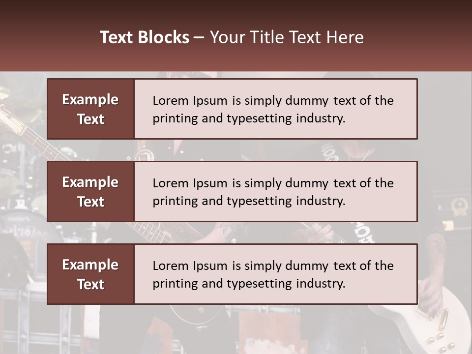 Two Men Are Playing Guitars On Stage PowerPoint Template