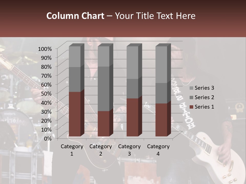 Two Men Are Playing Guitars On Stage PowerPoint Template